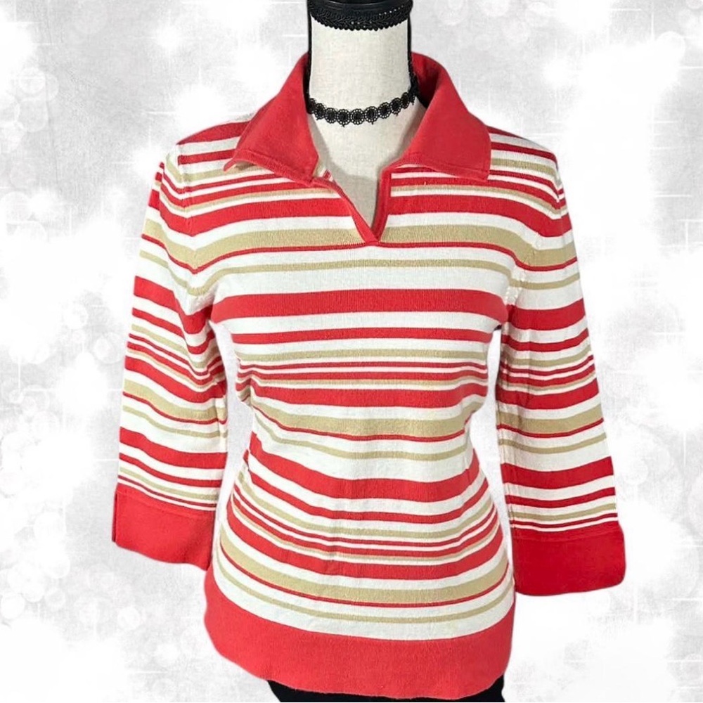 90s Style Multicolored Striped Polo Shirt
